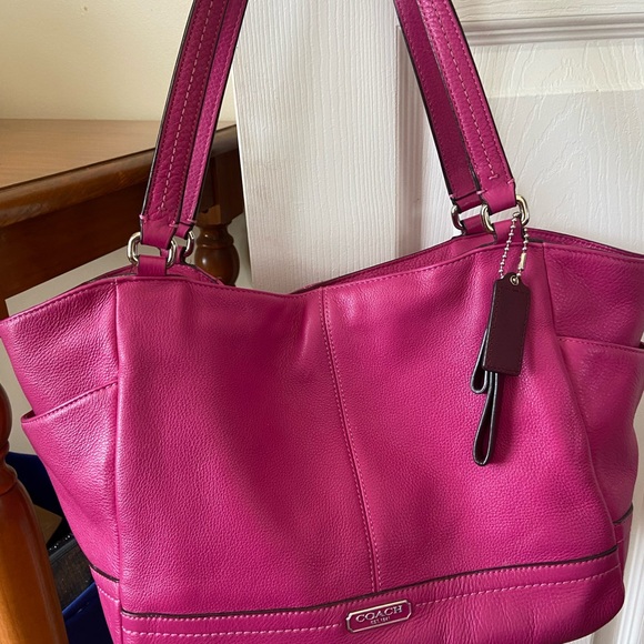Coach Magenta Leather Shoulder Bag - Picture 1 of 3